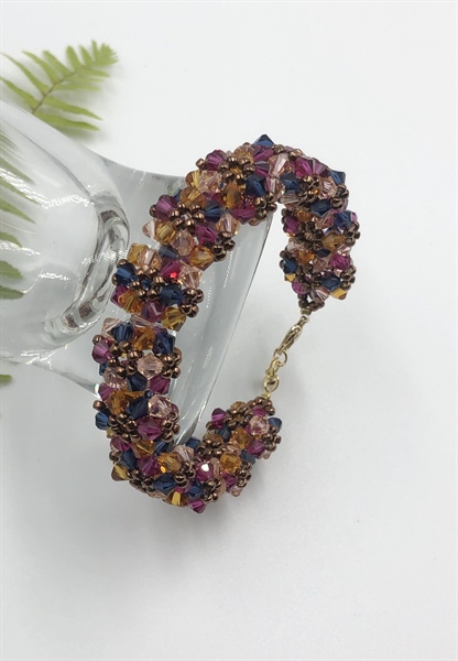 Vòng tay pha lê #5328M4 mix cườm hình hoa 3D