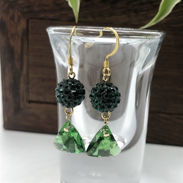 Hoa tai pha lê tam giác 6628M12 mix trái châu