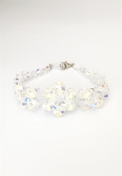 Vòng tay pha lê 6428M6 kết 3 hoa mix nón 4 li