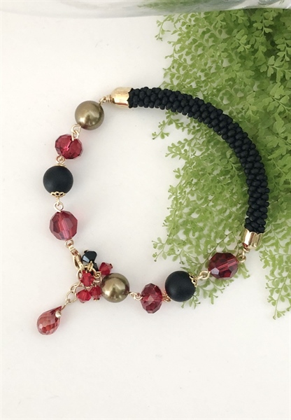 Vòng tay pha lê bẻ kẽm mix cườm Miyuki