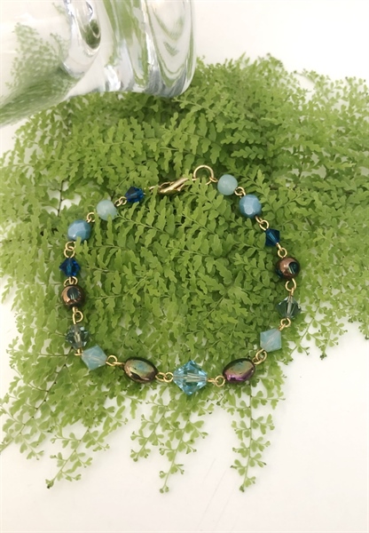 Vòng tay pha lê mix hạt thủy tinh