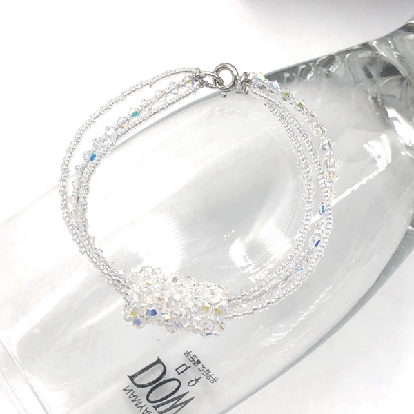 Vòng tay pha lê 5328M3 mặt ống, 2 dây cườm