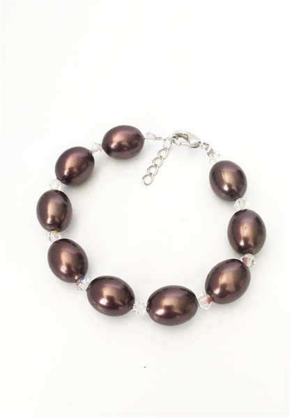 Vòng tay ngọc trai Swarovski 5824M10x12 mix nón