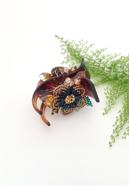 Kẹp gắp tóc hoa cườm va pha lê Swarovski