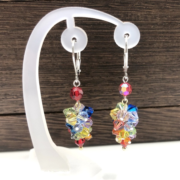 Hoa tai pha lê 5328 nhiều màu kết chùm nho