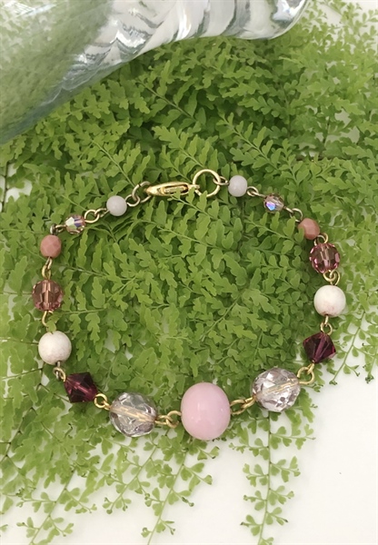 Vòng tay pha lê mix hạt thủy tinh