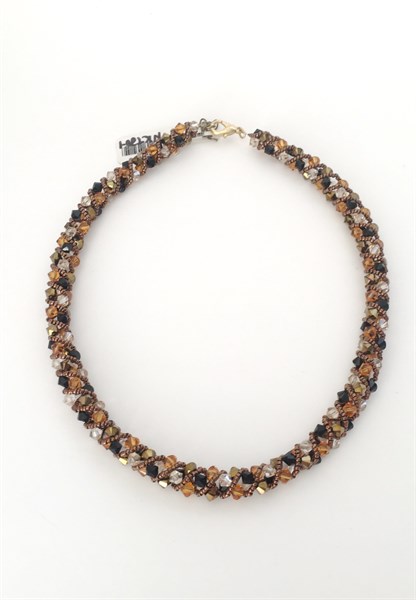 Vòng cổ pha lê 5328 xoắn đồng đen