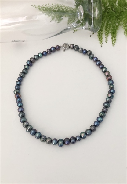 Vòng cổ ngọc trai nuôi nước ngọt màu xám xanh