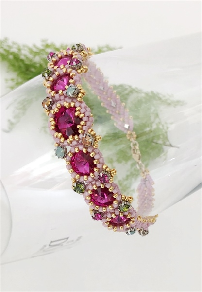 Vòng tay pha lê #1122M12 bọc cườm