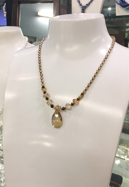Vòng cổ pha lê tròn P6100 trà