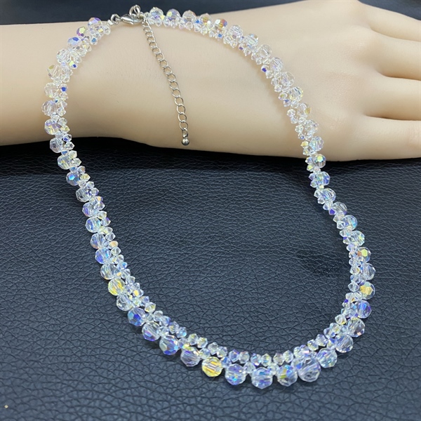 Vòng cổ choker pha lê tròn 5000M5 mix nón 3mm