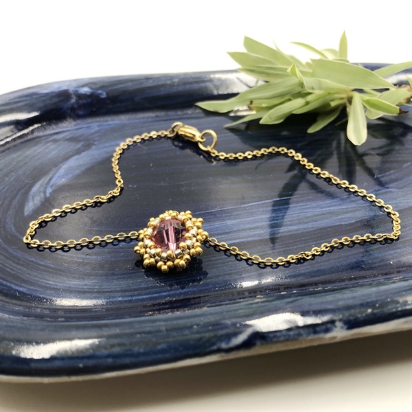 Lắc chân pha lê 5000M10 bọc cườm và xích