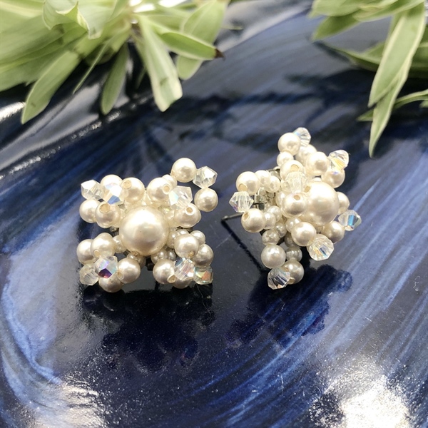 Hoa tai ngọc trai Swa 5810 kết hoa mix pha lê