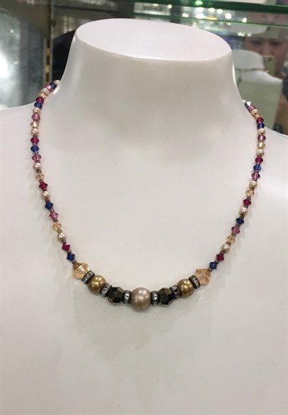 Vòng cổ pha lê mix tím đồng