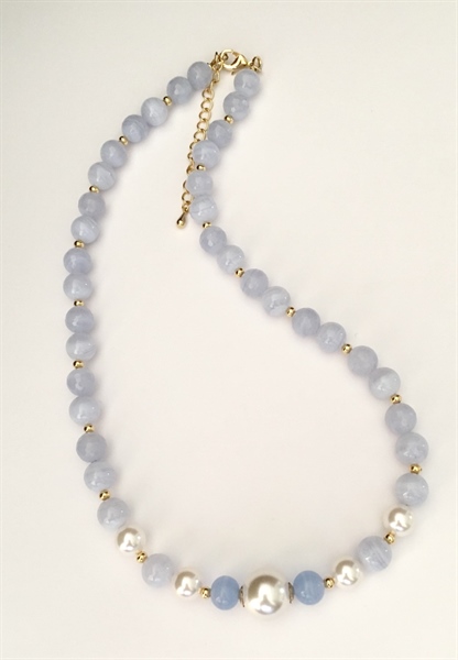 Vòng cổ đá mã não xanh blue 8li