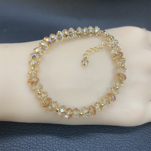 Vòng tay pha lê mix 3 hạt 5040M6 và cườm 24kt