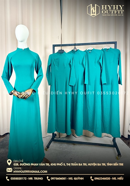 ÁO DÀI XANH LÁ TRƠN