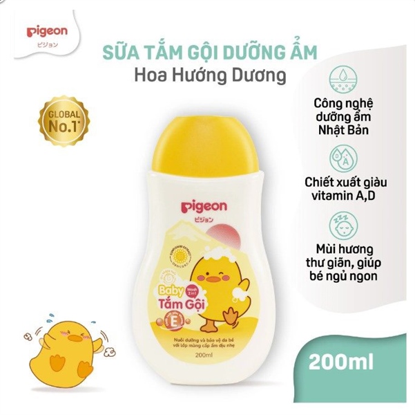 Tắm gội 2 in 1 Pigeon Chiết xuất Hoa hướng dương