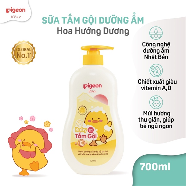 Tắm gội 2 in 1 Pigeon Chiết xuất Hoa hướng dương