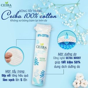 Bông tẩy trang 100% Cotton Ceiba siêu tiết kiệm dung dịch dưỡng da 120 miếng