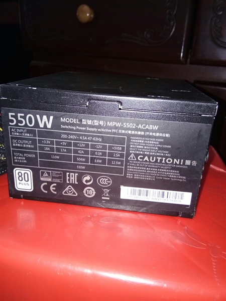 Nguồn PC 550W Coolermaster MWE 550 230v 80 Plus