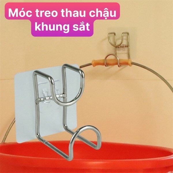 Móc dán tường treo thau chậu khung sắt