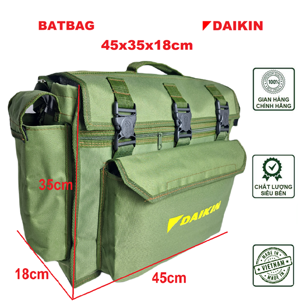 XL45D 45X35X18CM Túi đựng dụng cụ sửa chữa, đồ nghề, thợ điện, thợ điều hòa DAIKIN mầu xanh lính