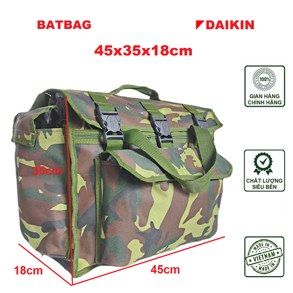 RRV45 45X35X18cm Túi dụng cụ sửa chữa, đồ nghề, thợ điện, điều hòa mầu rằn ri dã chiến có chân đế