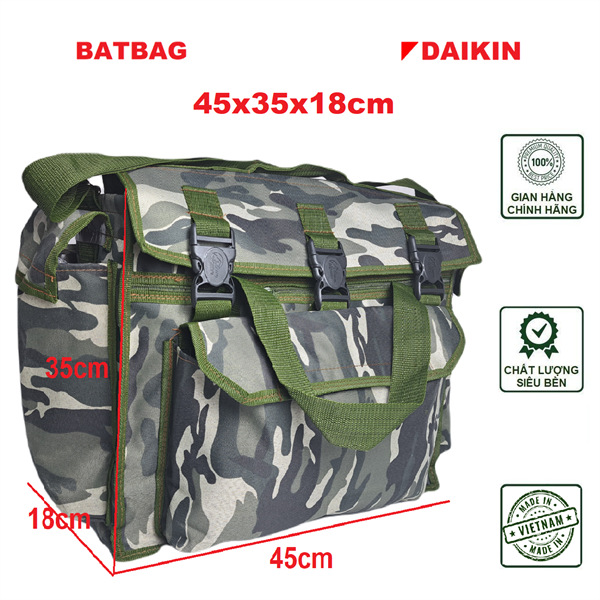 RRT45 45X35X18cm Túi dụng cụ sửa chữa, túi đồ nghề, túi thợ điện, thợ điều hòa mầu rằn ri dã chiến có chân đế