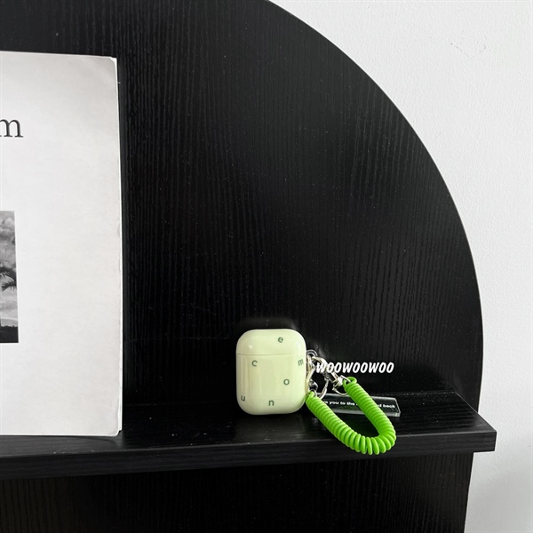 CASE Airpod Xanh Chữ + Dây Xanh Lá - 1/2