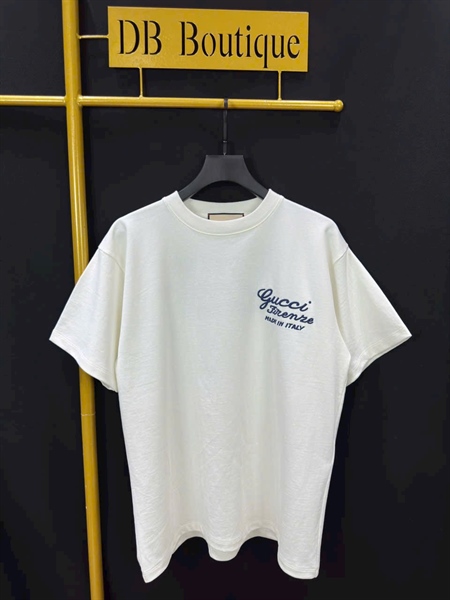 Cotton gucci jersey Tshirt with embroidery in "off white"