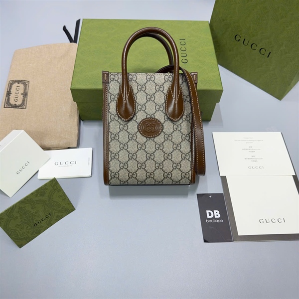 GC mini tote bag with interlocking G ebony