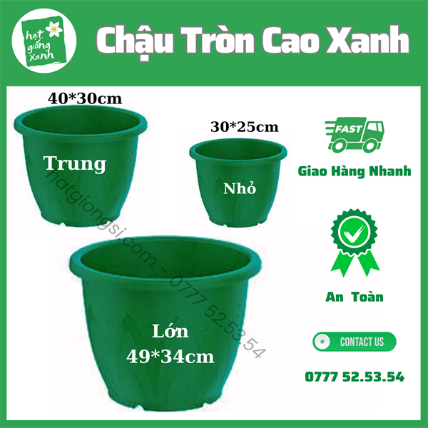 Chậu Tròn Cao Nhỏ Xanh (29.5 x 25.4)