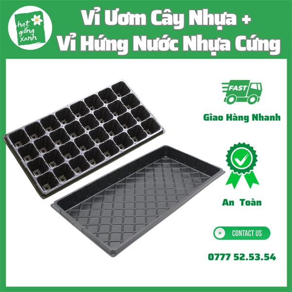 Vỉ Ươm Nhựa Nhiều Lỗ + Khay Đựng Nước