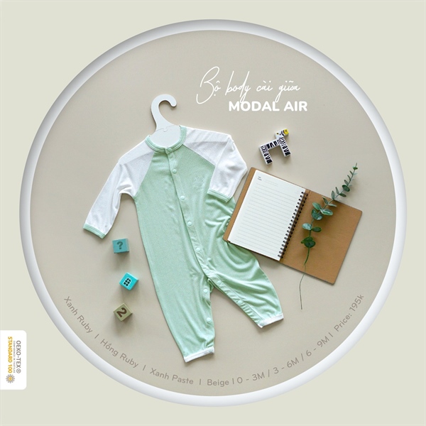 Hrnee body dài cài giữa Modal Air - Xanh ruby