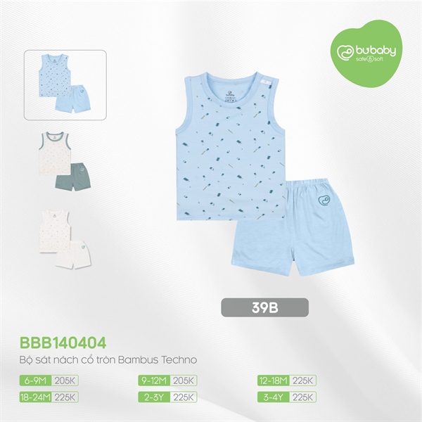 Bu Bộ sát nách cổ tròn Bambus -Blue in Blue