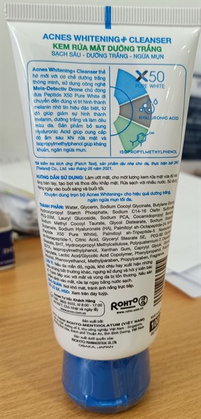 Kem rửa mặt dưỡng trắng (Acnes Whitening + cleanser) 100g - Rohto/VN 2