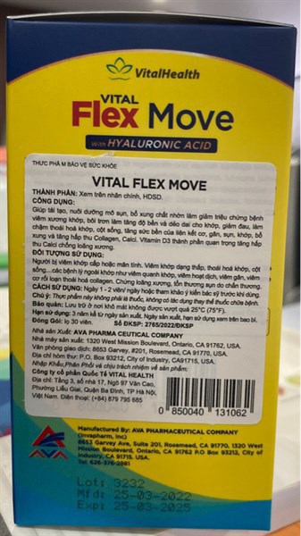 Vital Flex Move (Người bị viêm khớp) (Lọ*30viên) - USA 2