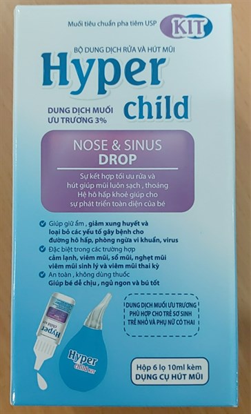 Dung dịch rửa và hút mũi Hyper child kit (Hộp 6 lọ 10ml kèm dụng cụ hút mũi) - Hải Dương (QT Tâm Việt)