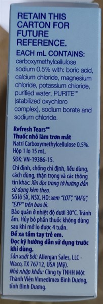 Thuốc nhỏ làm trơn mắt Refresh tears 15ml - USA 2