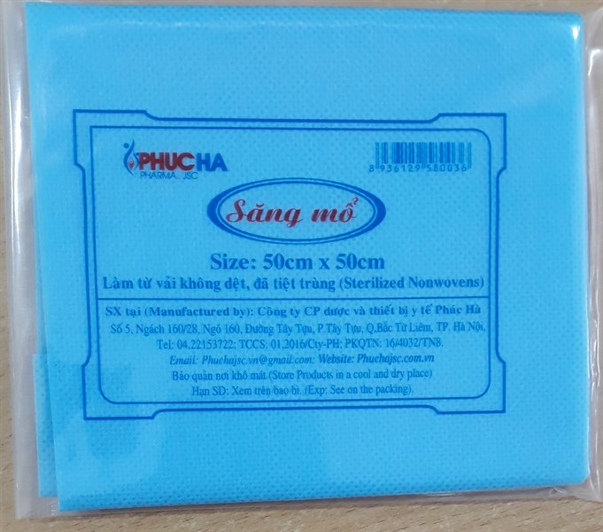 Săng mổ không lỗ (Khăn đắp phẫu thuật) 50cm x 50cm - Phúc Hà