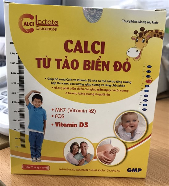 Calci Lactate Gluconate từ tảo biển đỏ Pulipha Bổ sung calci và vitamin D3 cho cơ thể (H20 ống x 10ml)