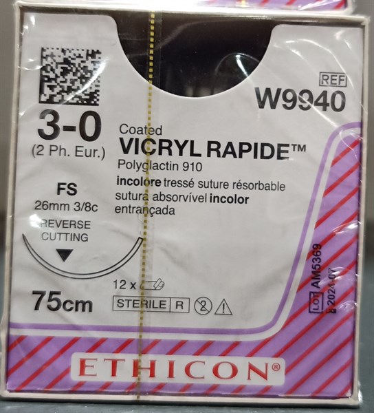 Chỉ Vicryl rapide 3/0 75cm (H*12sợi) - Johnson (mã:W9940)