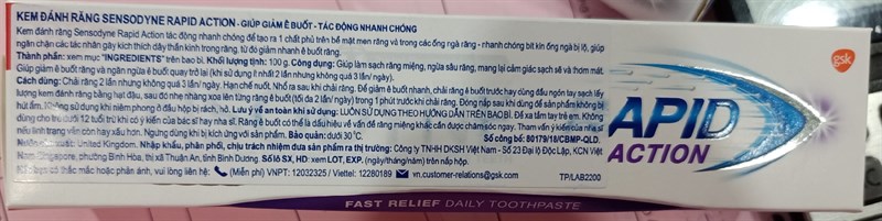 Kem đánh răng Sensodyne (Giảm ngay ê buốt) Rapid action 100g - Thái Lan 2