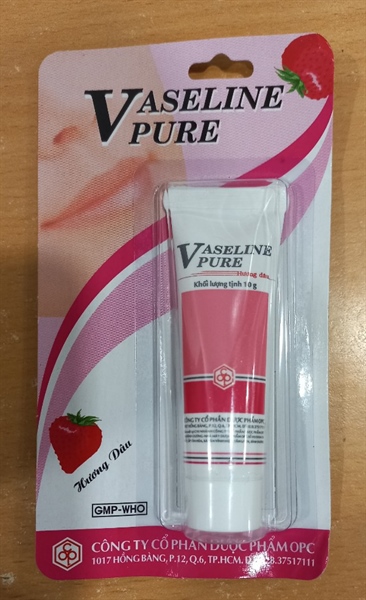 Vaseline pure hương dâu 10g (Phòng nứt môi, khô môi, nứt da...) - OPC (Tub)