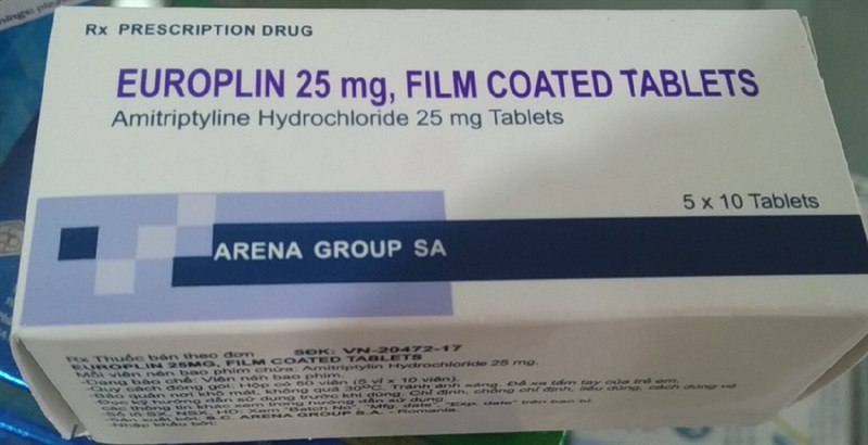Europlin 25mg (Amitriptyline) (H*5vỉ*10viên) - Romania