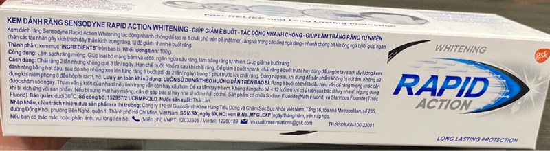 KĐR Sensodyne (Giảm ngay ê buốt) Rapid action whitening 100g - Thái Lan 2