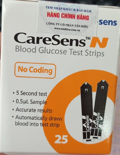 Test thử tiểu đường Caresens N (Lọ*25test) Blood glucose test strips - Korea
