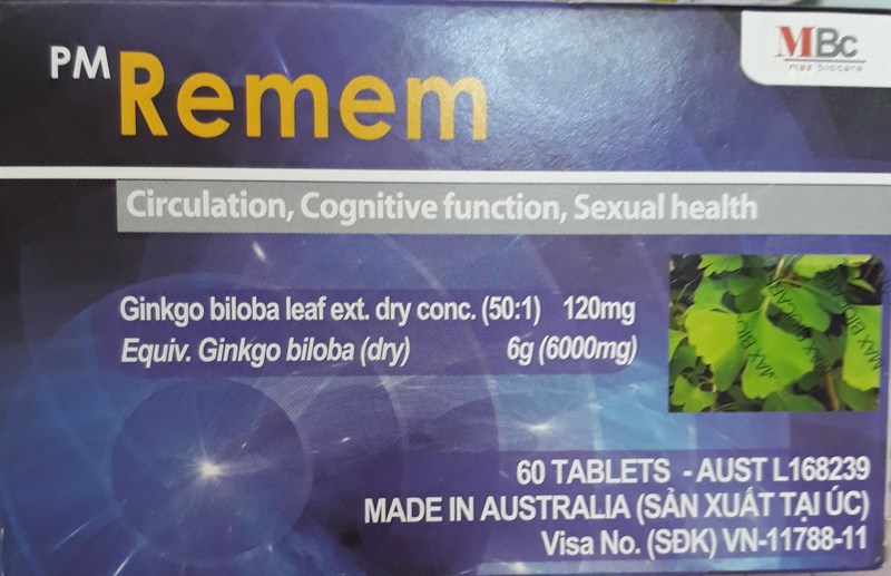 Remem (Ginkgo biloba leaf extract 120mg) (H*4vỉ*15viên) - Australia