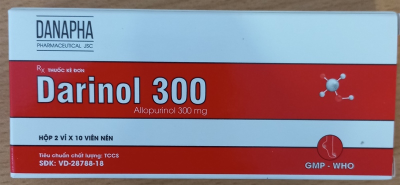 Darinol (Allopurinol 300mg) (H*2vỉ*10viên) - Danapha